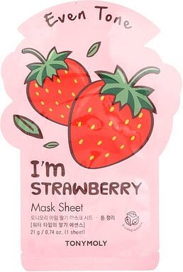 TonyMoly, I'm Strawberry, gleichmäßige Beauty-Gesichtsmaske, 1 Tuchmaske, 21 g (0,74 oz.)