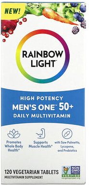 Rainbow Light, Men's One 50+ Daily Multivitamin, hochwirksam, 120 pflanzliche Tabletten