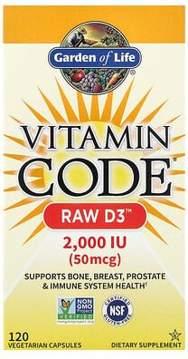 Thumbnail - Garden of Life, Vitamin Code®, RAW D3™, Ergänzungsmittel mit Vitamin D3, 120 pflanzliche Kapseln
