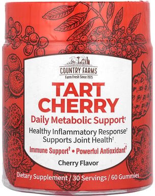Country Farms, Tart Cherry, Daily Metabolic Support, Sauerkirsche, tägliche Unterstützung des Stoffwechsels, Kirsche, 60...