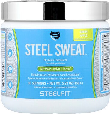 SteelFit, Steel Sweat ™, Stoffwechselkatalysator + Energie, Grüner Apfel, 150 g (5,29 oz.)