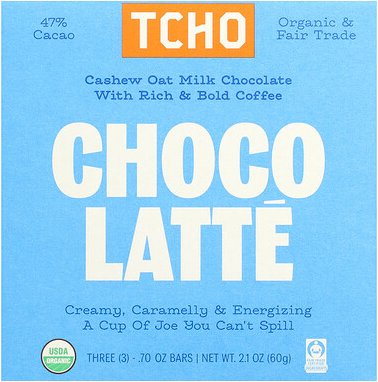 TCHO, Choco Latte, Milchschokolade mit Kaffee, 47% Kakao, 3 Riegel, je 0,70 oz