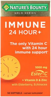 Nature's Bounty, Immune 24 Hour+, Unterstützung für das Immunsystem über 24 Stunden, 1.000 mg, 50 Weichkapseln (500 mg p...