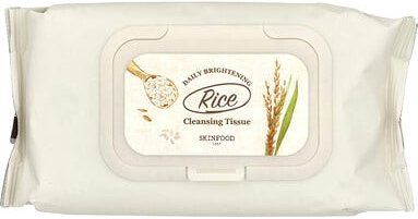 Skinfood, Rice Daily Brightening Cleansing Tissue, aufhellendes Reinigungstuch von Rice, 80 Tücher