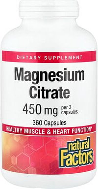 Natural Factors, Magnesiumcitrat, 360 Kapseln (150 mg pro Kapsel)