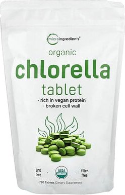 Micro Ingredients, Organic Chlorella Tablet, Bio-Chlorella-Tablette, 720 Tabletten (0,5 g pro Tablette)