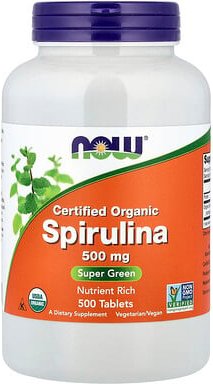 NOW Foods, Spirulina mit Bio-Zertifizierung, 500 Tabletten (500 mg pro Tablette)