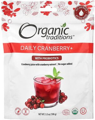 Organic Traditions, Daily Cranberry+ With Probiotics, Cranberry+ mit Probiotika, 100 g (3,5 oz.)