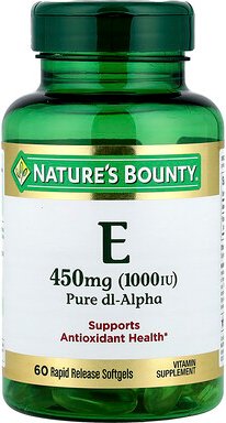 Nature's Bounty, Vitamin E, reines Dl-Alpha, 450 mg (1.000 IU), 60 Weichkapseln mit schneller Freisetzung