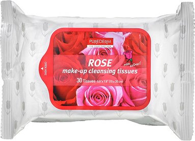 Purederm, Make-Up Reinigungstücher, Rose, 30 Tücher