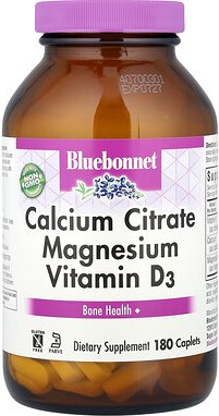 Bluebonnet Nutrition, Calciumcitrat-Magnesium-Vitamin D3, 180 Kapseln