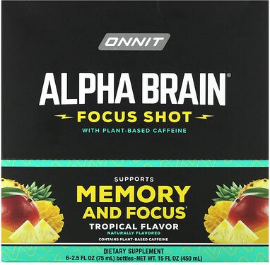 Thumbnail - Onnit, Alpha Brain Focus Shot, Tropical, 6 Flaschen, je 75 ml (2,5 fl. oz.)