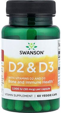 Thumbnail - Swanson, Vitamin D2 & D3, 60 vegetarische Kapseln