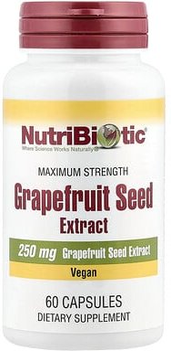NutriBiotic, Grapefruit Seed Extract, Grapefruit-Samenextrakt, maximale Stärke, 250 mg, 60 Kapseln