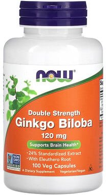 NOW Foods, Ginkgo biloba, 120 mg, 100 pflanzliche Kapseln