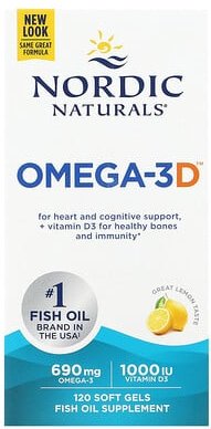 Thumbnail - Nordic Naturals, Omega-3D, Omega-3-Fischöl mit Vitamin D, Zitrone, 120 Weichkapseln