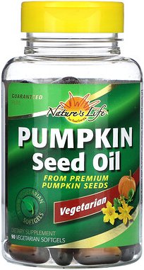 Nature's Life, Kürbiskernöl, 90 vegetarische Weichkapseln (1.000 mg pro Weichkapsel)