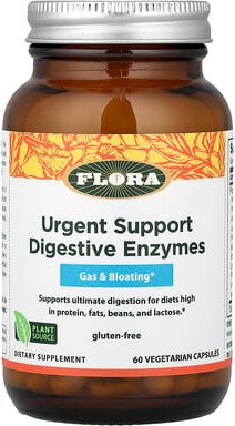 Flora, Urgent Support Digestive Enzymes, dringende Unterstützung der Verdauungsenzyme, 60 pflanzliche Kapseln