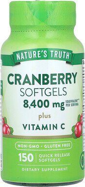 Nature's Truth, Cranberry Softgels Plus Vitamin C, Cranberry-Weichkapseln plus Vitamin C, 150 Weichkapseln mit schneller...