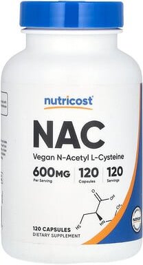 Nutricost, NAC, Veganes N-Acetyl-L-Cystein, 600 mg, 120 Kapseln