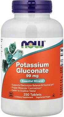 NOW Foods, Kalium-Gluconat, 99 mg, 250 Tabletten