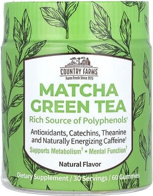 Country Farms, Matcha Green Tea, grüner Matchatee, natürlich, 60 Fruchtgummis (12,5 mg pro Fruchtgummi)