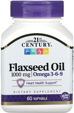 21st Century, Leinsamenöl, 1.000 mg, 60 Weichkapseln