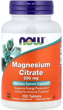 NOW Foods, Magnesium Citrate, Magnesiumcitrat, 100 Tabletten (200 mg pro Tablette)