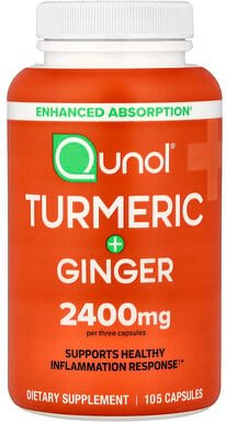 Qunol, Turmeric + Ginger, Kurkuma + Ingwer, 105 Kapseln