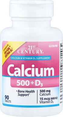 21st Century, Calcium 500 + D3, 90 Tabletten