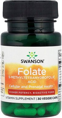 Swanson, Folate, 30 pflanzliche Kapseln (1.360 mcg DFE pro Kapsel)