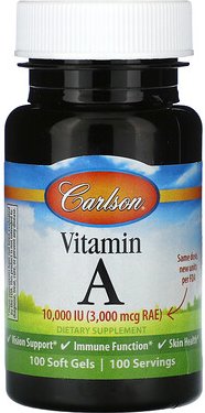 Carlson, Vitamin A, 3.000 mcg RAE (10.000 IU), 100 Weichkapseln