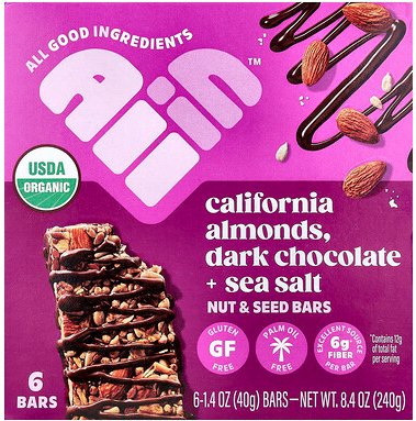 All In, Nut & Seed Bars, Nuss- und Samenriegel, kalifornische Mandeln, dunkle Schokolade + Meersalz, 6 Riegel, je 40 g (...