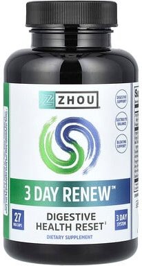 Zhou Nutrition, 3 Day Renew, Unterstützung der Verdauungsgesundheit, 27 pflanzliche Kapseln