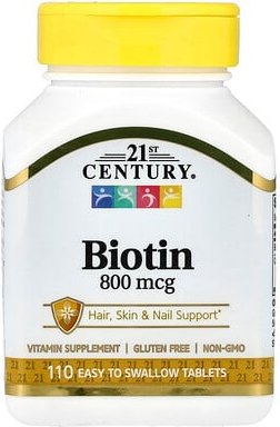Thumbnail - 21st Century, Biotin, 800 mcg, 110 leicht zu schluckende Tabletten