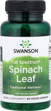Thumbnail - Swanson, Full Spectrum® Spinach Leaf, Spinatblatt, 400 mg, 90 vegetarische Kapseln