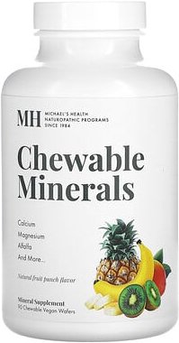 Michael's Health, Kaubare Mineralien, Natürlicher Fruchtpunsch, 90 vegane Kauwaffeln