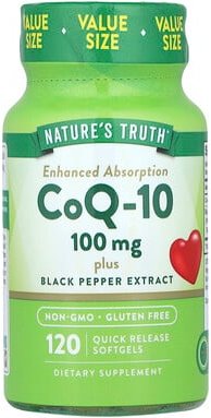 Nature's Truth, CoQ-10 Plus Black Pepper Extract, Schwarzer-Pfeffer-Extrakt, verbesserte Aufnahme, 100 mg, 120 Weichkaps...