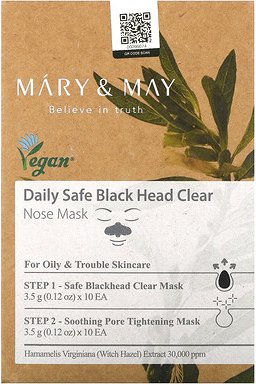 Mary & May, Daily Safe Black Head Clear, Beauty-Nasenmaske, 40-teiliges Set