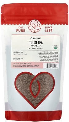 Pure Indian Foods, Organic Tulsi Tea, Bio-Tulsi-Tee, Heiliges Basilikum, koffeinfrei, 156 g (5,5 oz.)