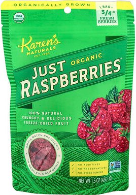 Karen's Naturals, Bio einfach Himbeeren, 1,5 oz (42 g)