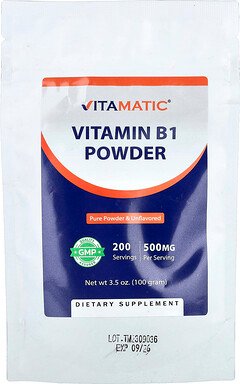 Thumbnail - Vitamatic, Vitamin B1 Powder, Unflavored, Vitamin-B1-Pulver, geschmacksneutral, 100 g (3,5 oz.)
