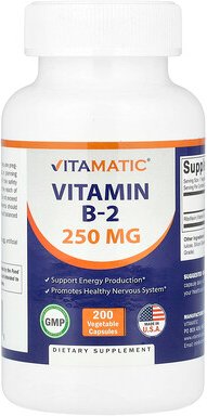 Thumbnail - Vitamatic, Vitamin B-2, 250 mg, 200 pflanzliche Kapseln