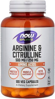 NOW Foods, Sports, Arginin und Citrullin, 120 vegetarische Kapseln