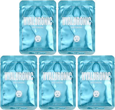 Lapcos, Hyaluronic Moisturizing Beauty Sheet Mask, feuchtigkeitsspendendes Tuchmasken-Set, 5 Tücher, je 25 ml (0,84 fl. ...
