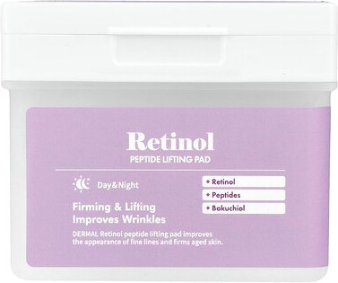 Dermal, Retinol Peptide Lifting Pad, Retinol-Peptid-Lifting-Pad, 120 Wattepads
