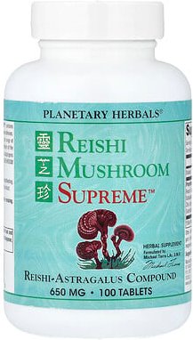Planetary Herbals, Reishi Mushroom Supreme™, Reishi-Pilz, 100 Tabletten