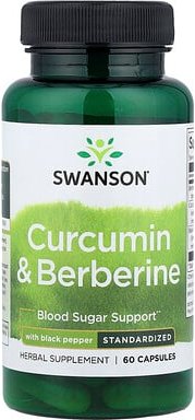 Swanson, Curcumin & Berberine with Black Pepper, Kurkumin und Berberin mit schwarzem Pfeffer, 60 Kapseln
