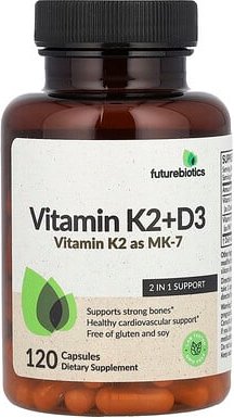 Thumbnail - Futurebiotics, Vitamin K2 + D3 with Vitamin K2 as MK-7, Vitamin K2 + D3 mit Vitamin K2 als MK-7, 120 Kapseln