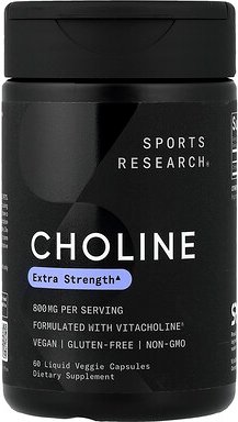 Sports Research, Choline, 60 flüssige pflanzliche Kapseln (400 mg pro Kapsel)